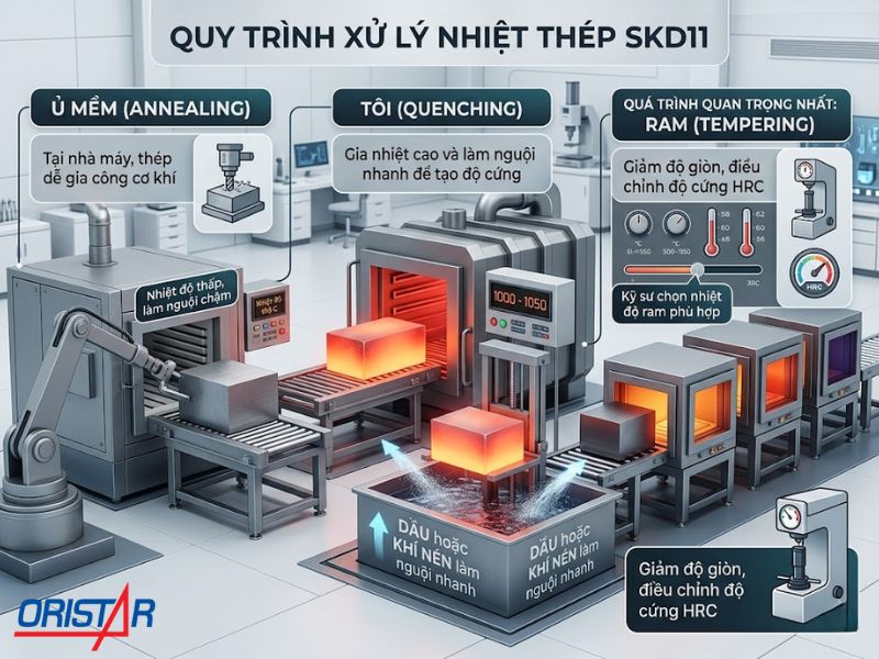 Quy trình xử lý nhiệt (nhiệt luyện) cho thép SKD11